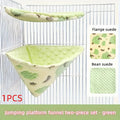 Small Pet Hammock & Funnel Bed Set – Fleece Cage Accessory Pet Cage Hammock Set Nixie green