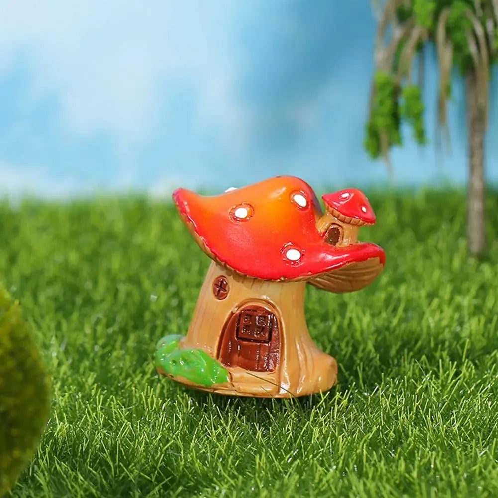 Resin Mushroom House Fairy Garden Miniature Ornament Decor Miniature Garden Ornament Nixie