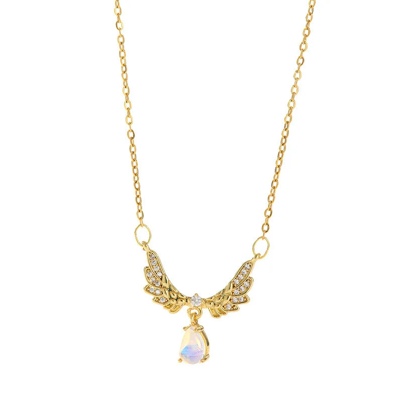 Women's Stainless Steel Clavicle Pendant Necklace | CZ Gem Pendant Necklace Nixie