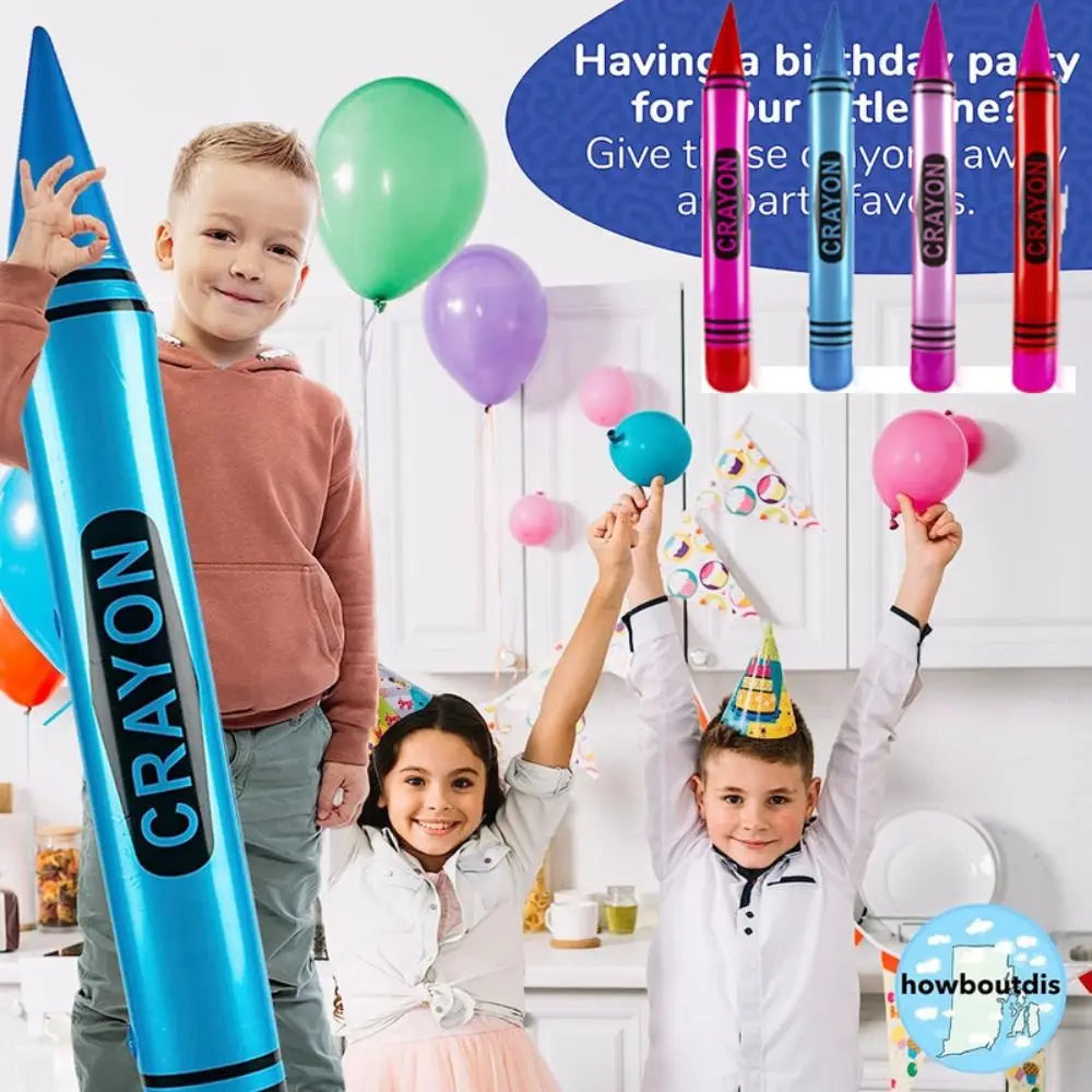 Giant Inflatable Neon Crayon Party Prop – 105cm PVC Decoration