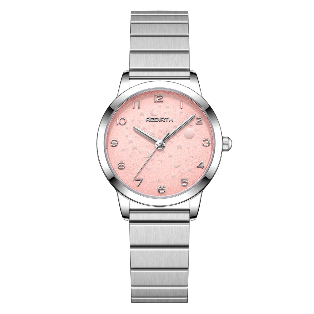 REBIRTH Women's Gold Starry Sky Dial Quartz Watch | 3 Bar Women's Quartz Watch Nixie .