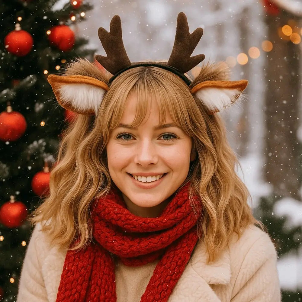 Reindeer Antler Headband – Christmas Party Headpiece for Adults