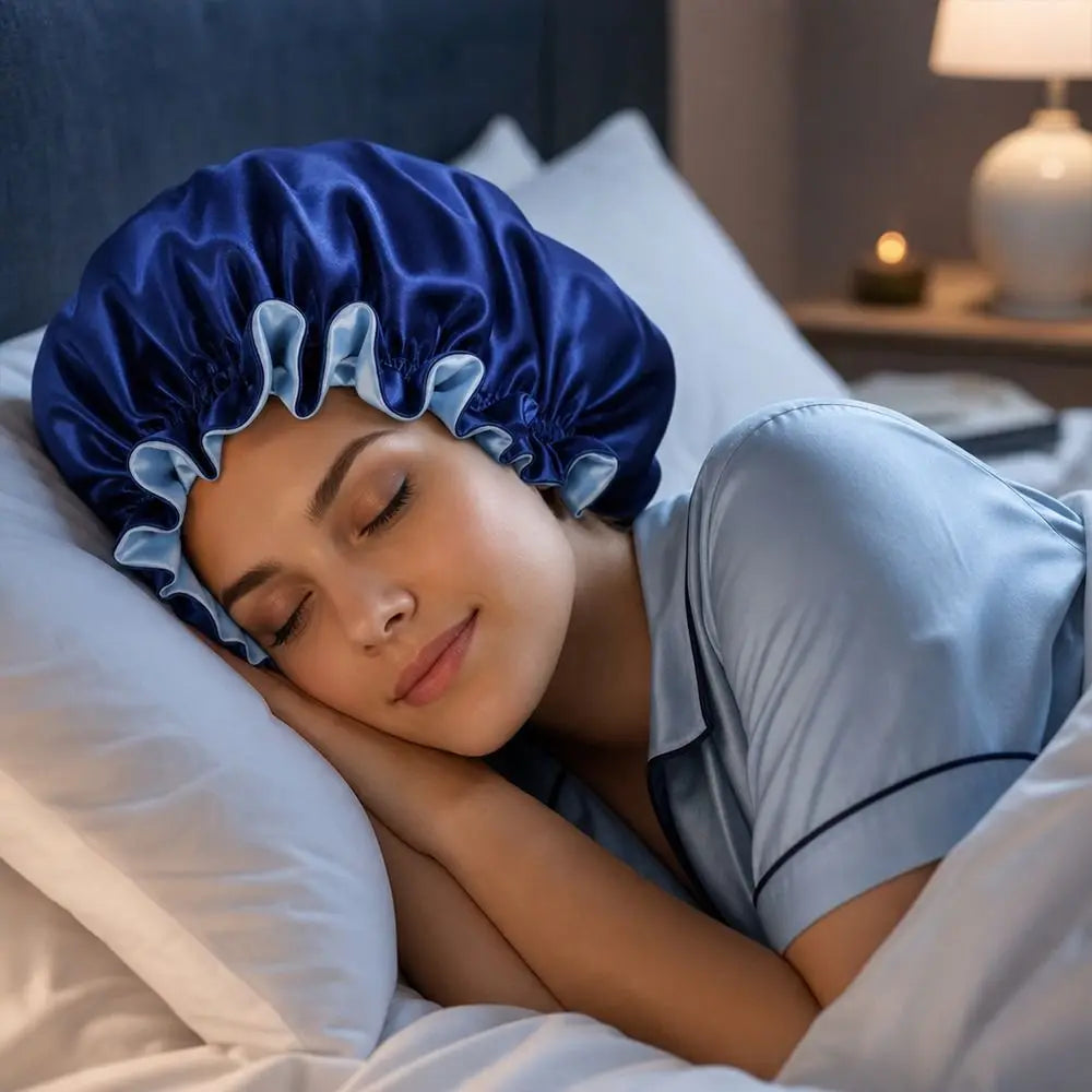 Double Layer Satin Sleep Bonnet – Reversible Lace Hair Cap Satin Sleep Bonnet Nixie