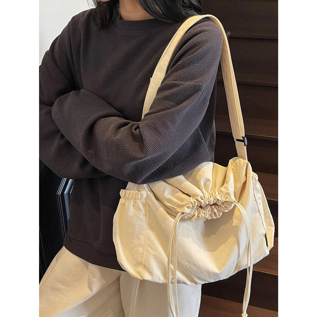 Nixie Large Canvas Tote Bag – Lightweight Drawstring Shoulder Bag