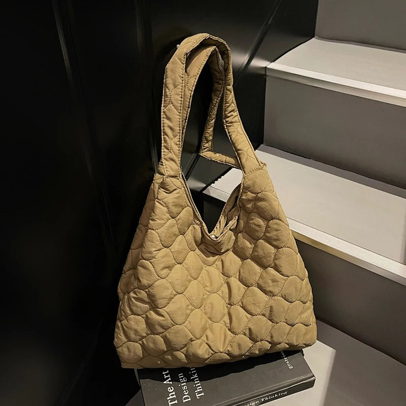 Nixie Quilted Tote Bag – Korean Style Large Shoulder Bag Quilted Tote Bag Nixie