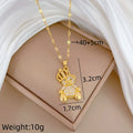 Crown Bear Gold Pendant Necklace | Stainless Steel Clavicle Chain Pendant Necklace Nixie XL1200-568