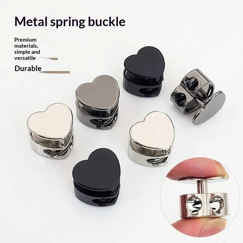 Heart Shape Zinc Alloy Spring Cord Lock Buckles – 5 Pack Cord Lock Buckle Nixie