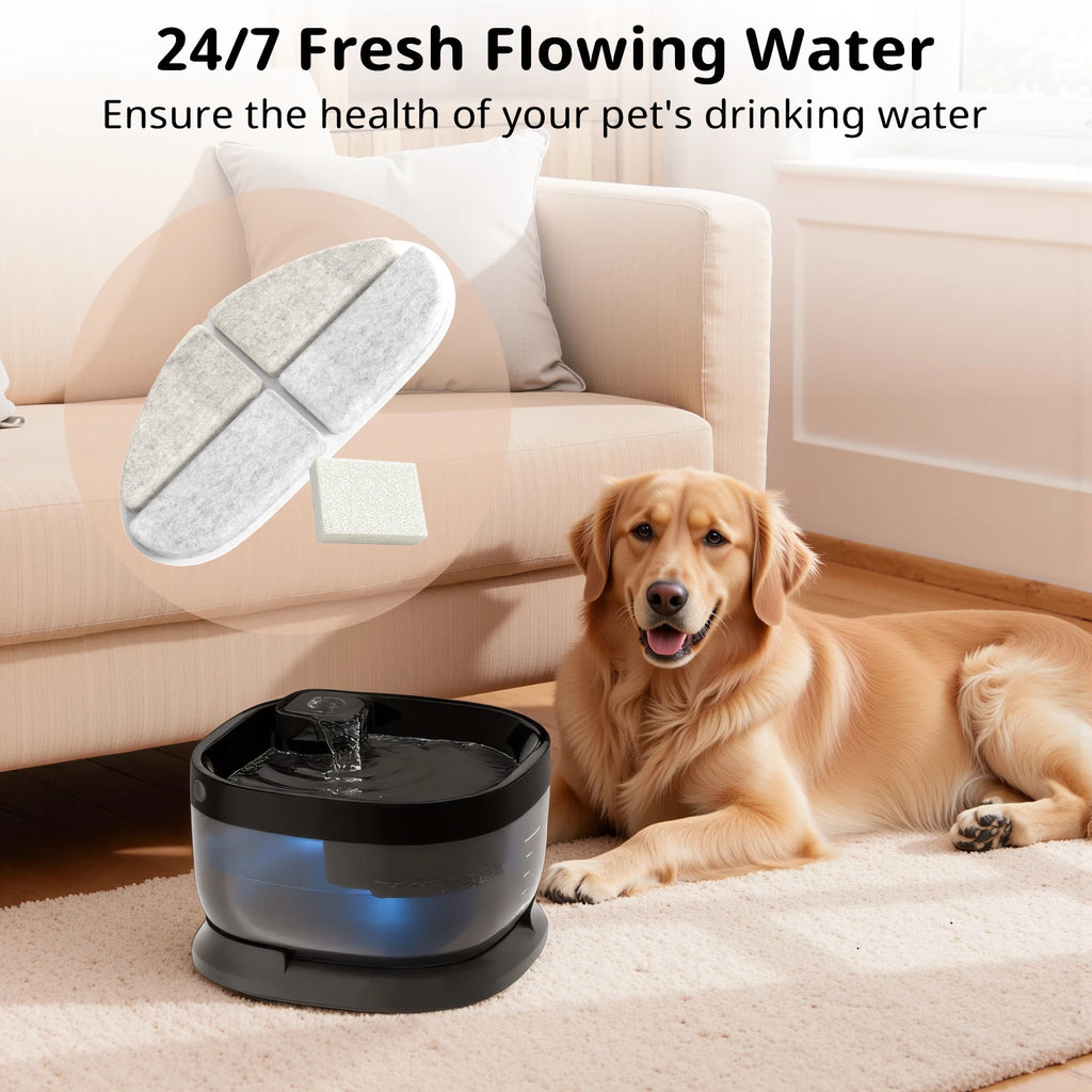 7L Round Pet Water Fountain & Replacement Filter Cartridges Pet Water Fountain Nixie