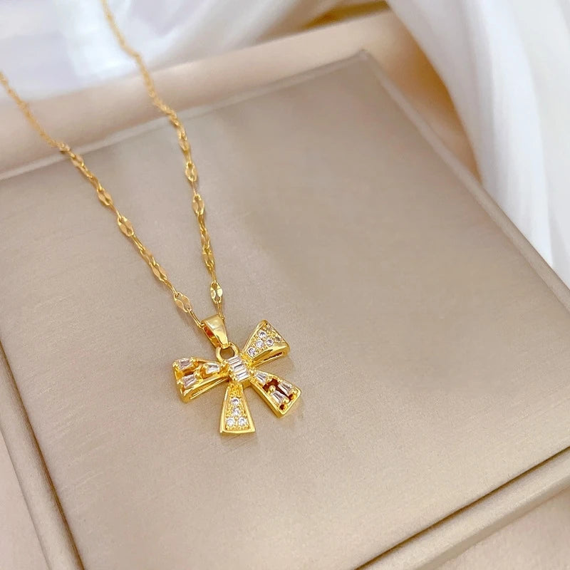 Butterfly Pendant Choker Necklace – Gold Stainless Steel Pendant Choker Necklace Nixie