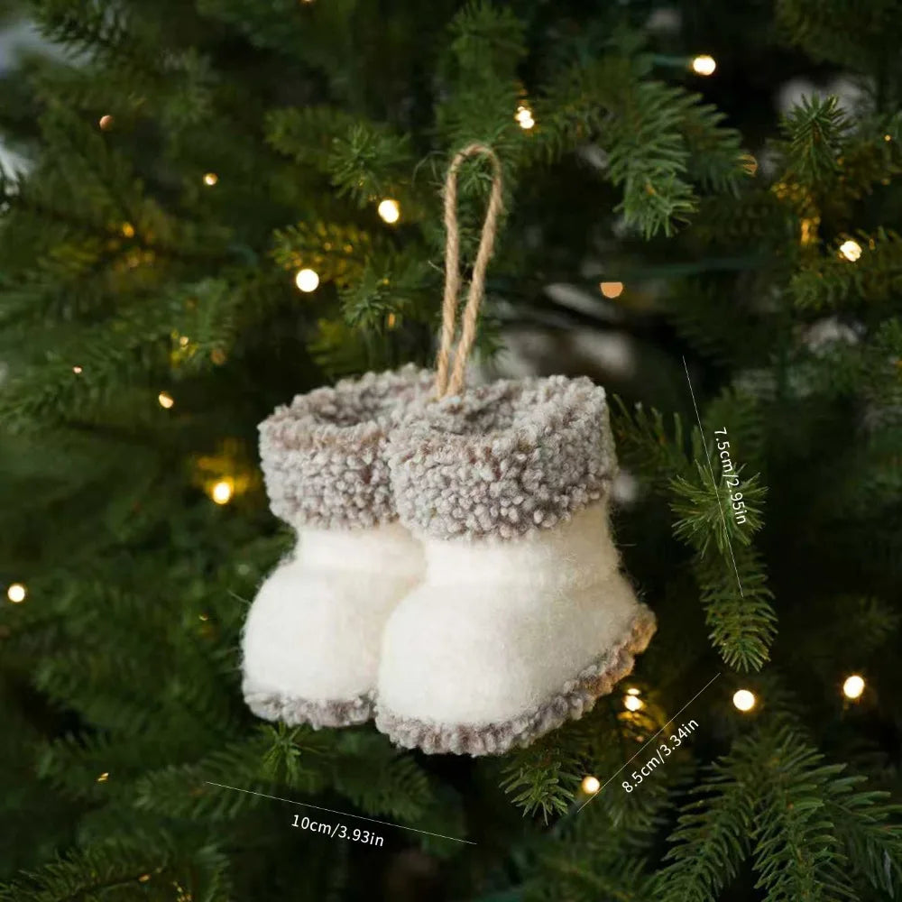Knitted Plush Christmas Boot Ornaments – Mini Cozy Shoe Pendants Christmas Tree Ornament Nixie Style-4