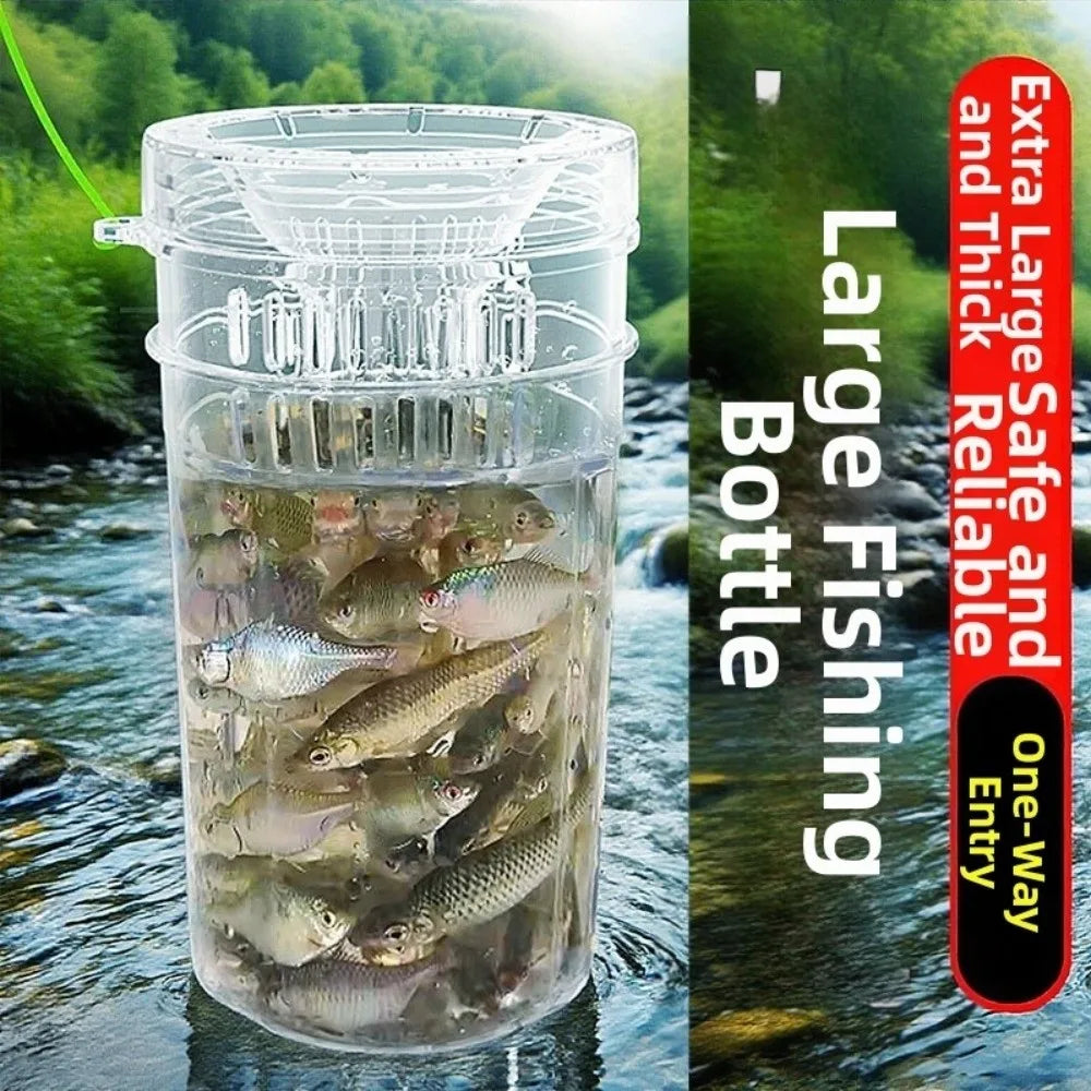 Transparent Ribbed Fishing Pail – Funnel Top Catch Bucket
