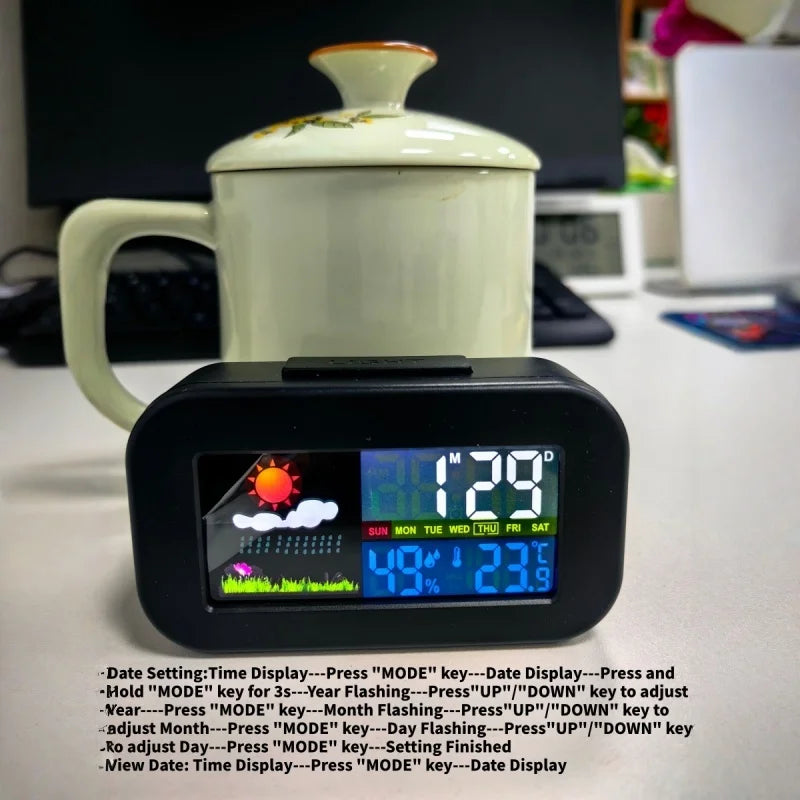 Mini Digital Alarm Clock – Temp, Humidity & Weather Display Digital Alarm Clock Nixie