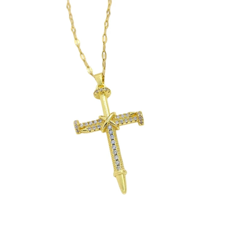 Women's Gold Cross Pendant Necklace – Copper & Stainless Steel Pendant Necklace Nixie