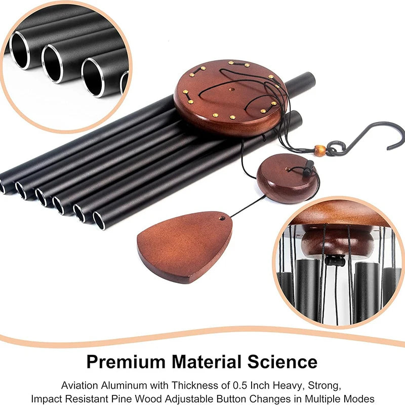 Retro Wood & Aluminum 6-Tube Wind Chime – Garden & Balcony Wind Chime Nixie
