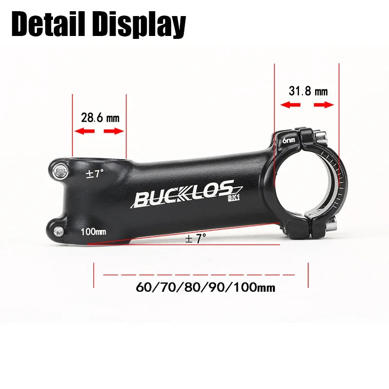 BUCKLOS Ultralight Aluminum Bike Stem 7/17/22° MTB Road 60-100mm Bicycle Stem Nixie