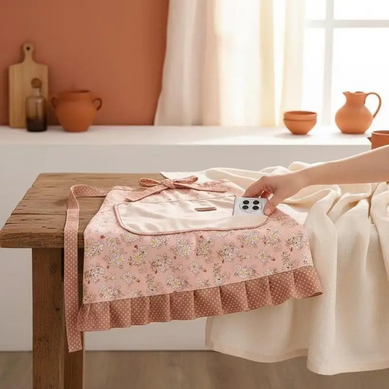 Women's Linen Cotton Half-Body Waist Apron for Kitchen Kitchen Waist Apron Nixie