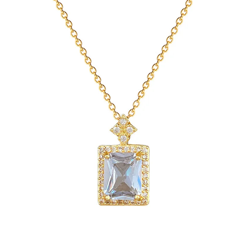 Women's Square Pendant Necklace – Gold Stainless Steel Chain Pendant Necklace Nixie