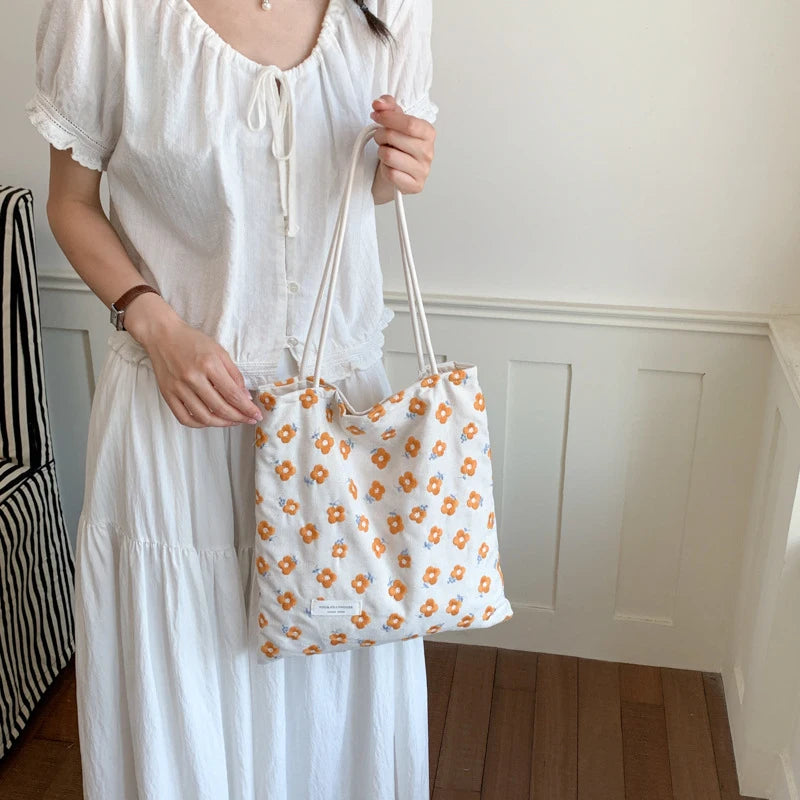 Women Floral Canvas Tote Bag – Large Capacity Shoulder Bag Canvas Tote Bag Nixie