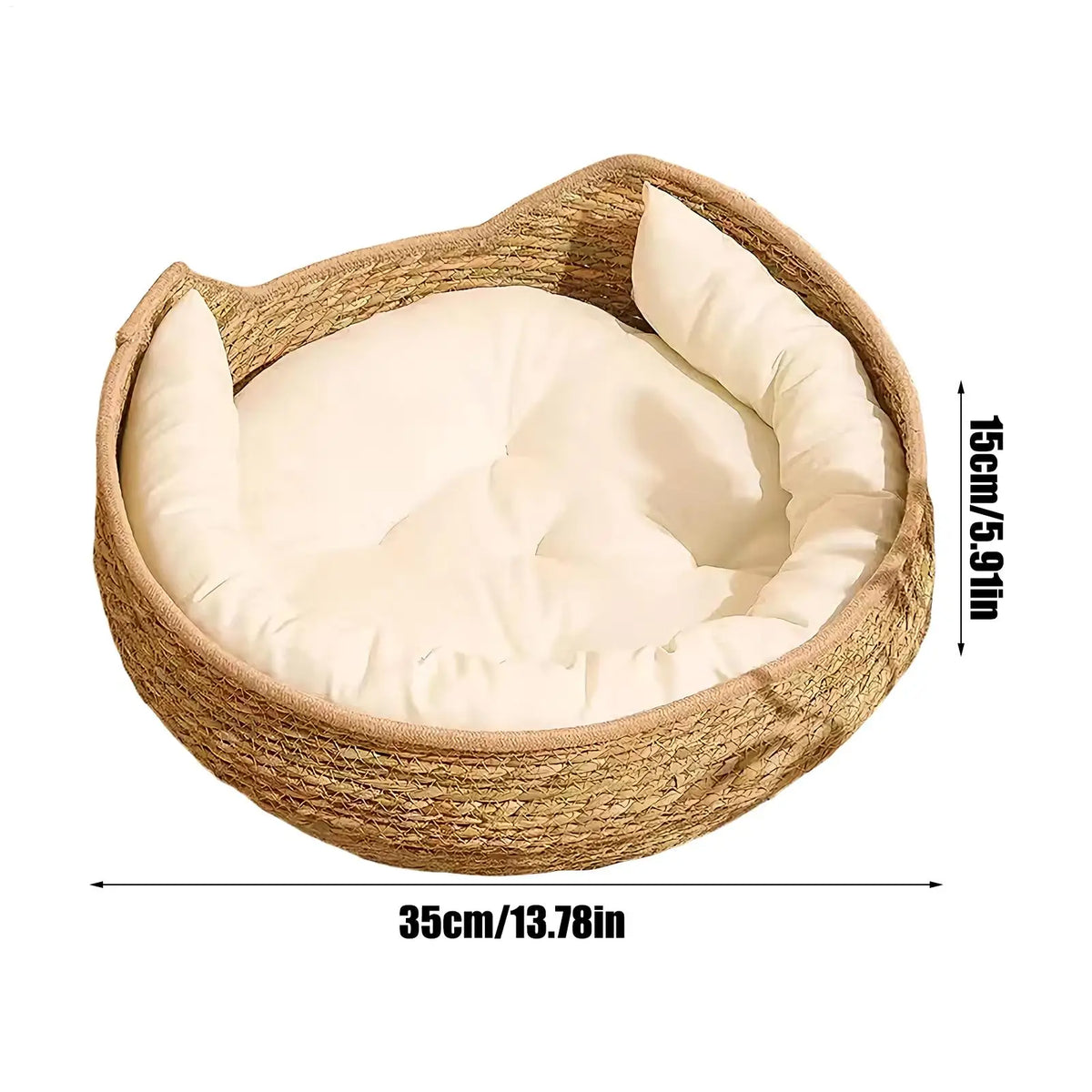 Woven Cat Bed with Cushion & Pillow – All Season Pet Nest