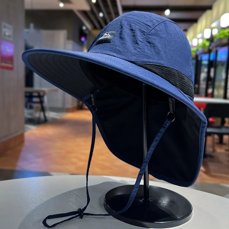 Unisex UV Protection Fisherman Hat – Neck Flap, Quick-Dry Cap Fisherman Sun Hat Nixie Blue
