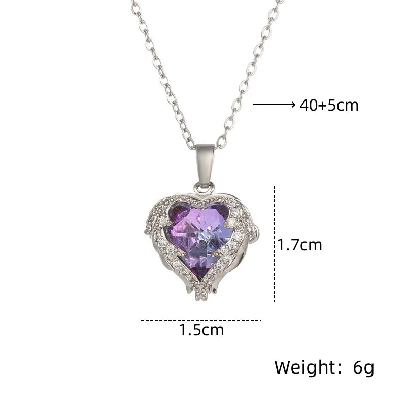Heart Crystal Pendant Necklace – Stainless Steel Chain Pendant Necklace Nixie
