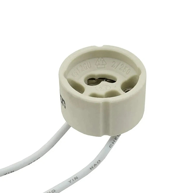 5-Pack GU10 Ceramic Lamp Socket Holder with Wire — LED & Halogen
