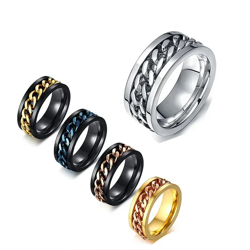 8mm Spinner Chain Ring – Stainless Steel Rotatable Unisex Ring Spinner Ring Nixie