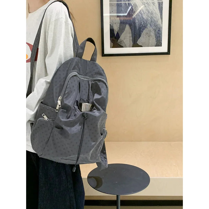 Korean Polka Dot Backpack – Unisex College & Commuter Bag