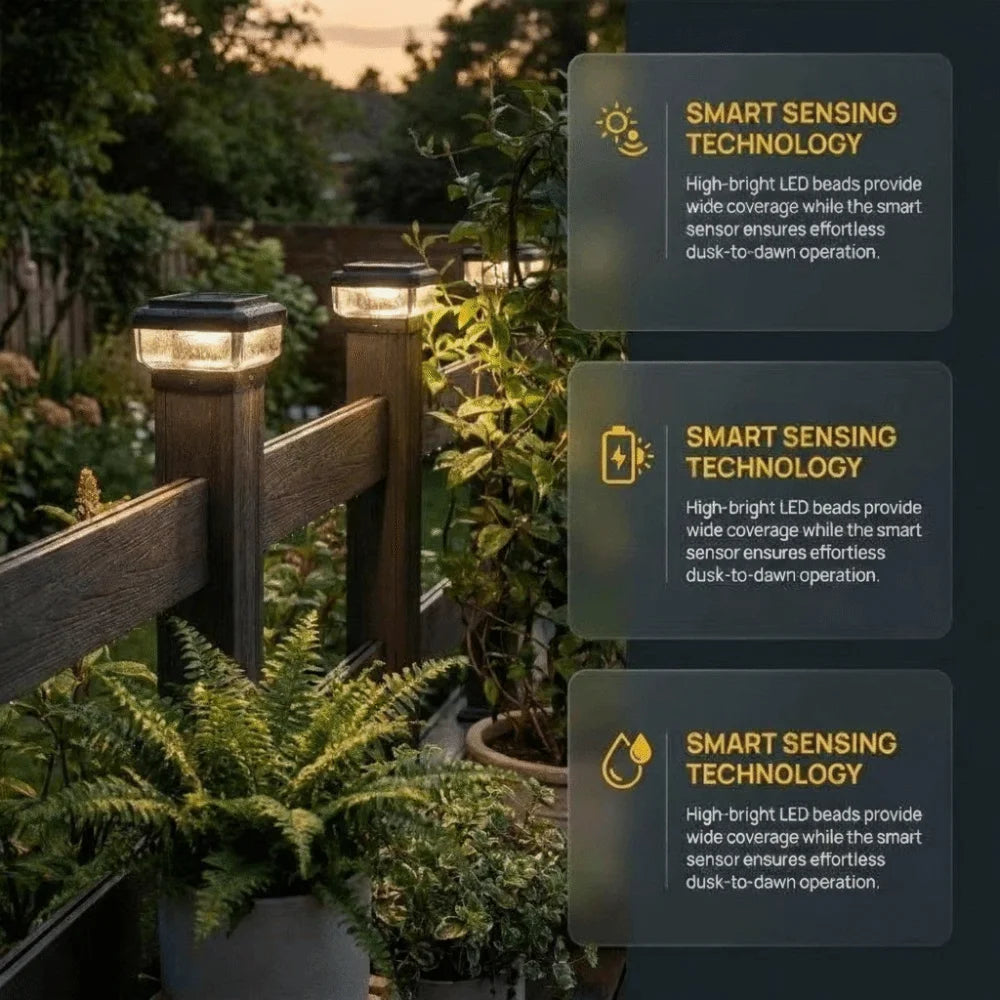IP65 Solar LED Post Cap Light – Waterproof Outdoor Fence Lamp Solar Fence Light Nixie