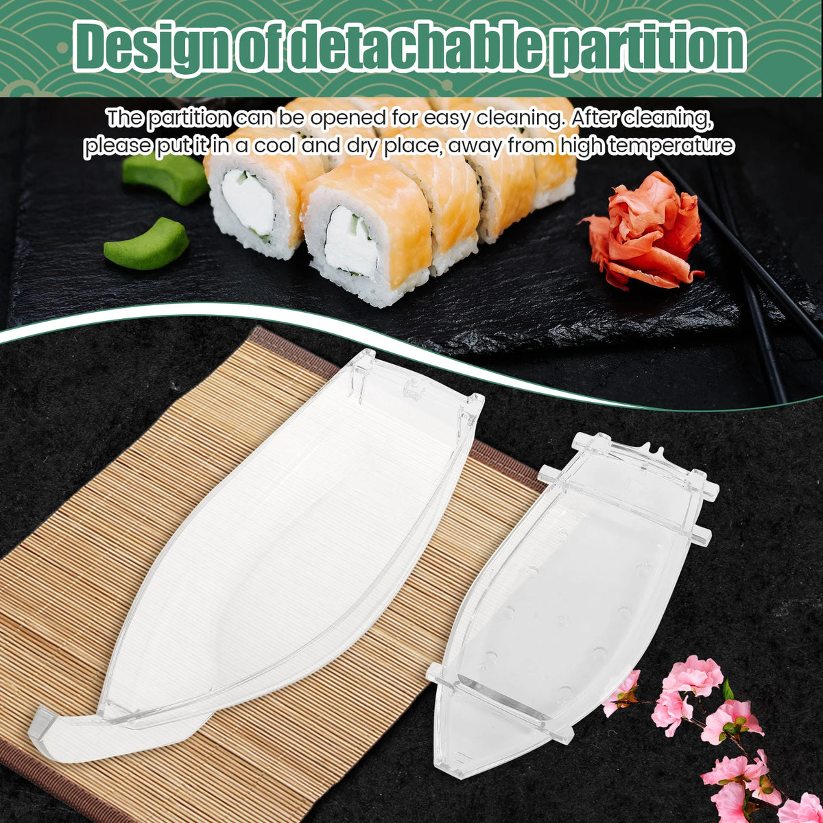 Japanese Sushi Boat Serving Tray – Reusable ABS Plastic