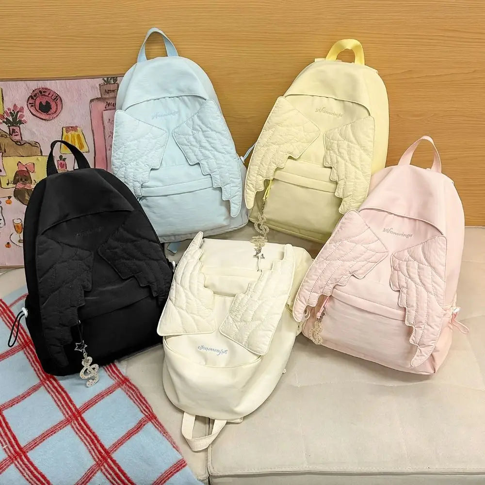 Angel Wing Y2K Embroidered Backpack – Lightweight Nylon Bag