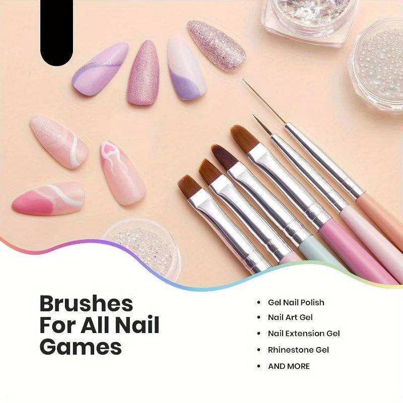 6-Piece Nail Art Brush Set – Gel, Dotting & Carving Pens Nail Art Brush Set Nixie