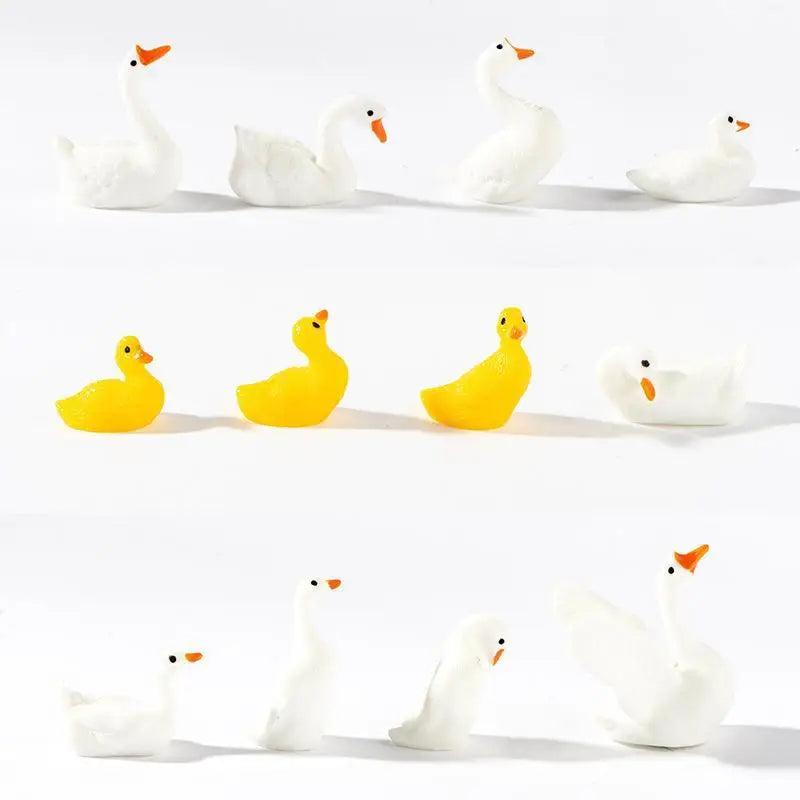 5Pcs Mini Duck Figurines Fairy Garden Micro Landscape Decor Mini Garden Figurines Nixie
