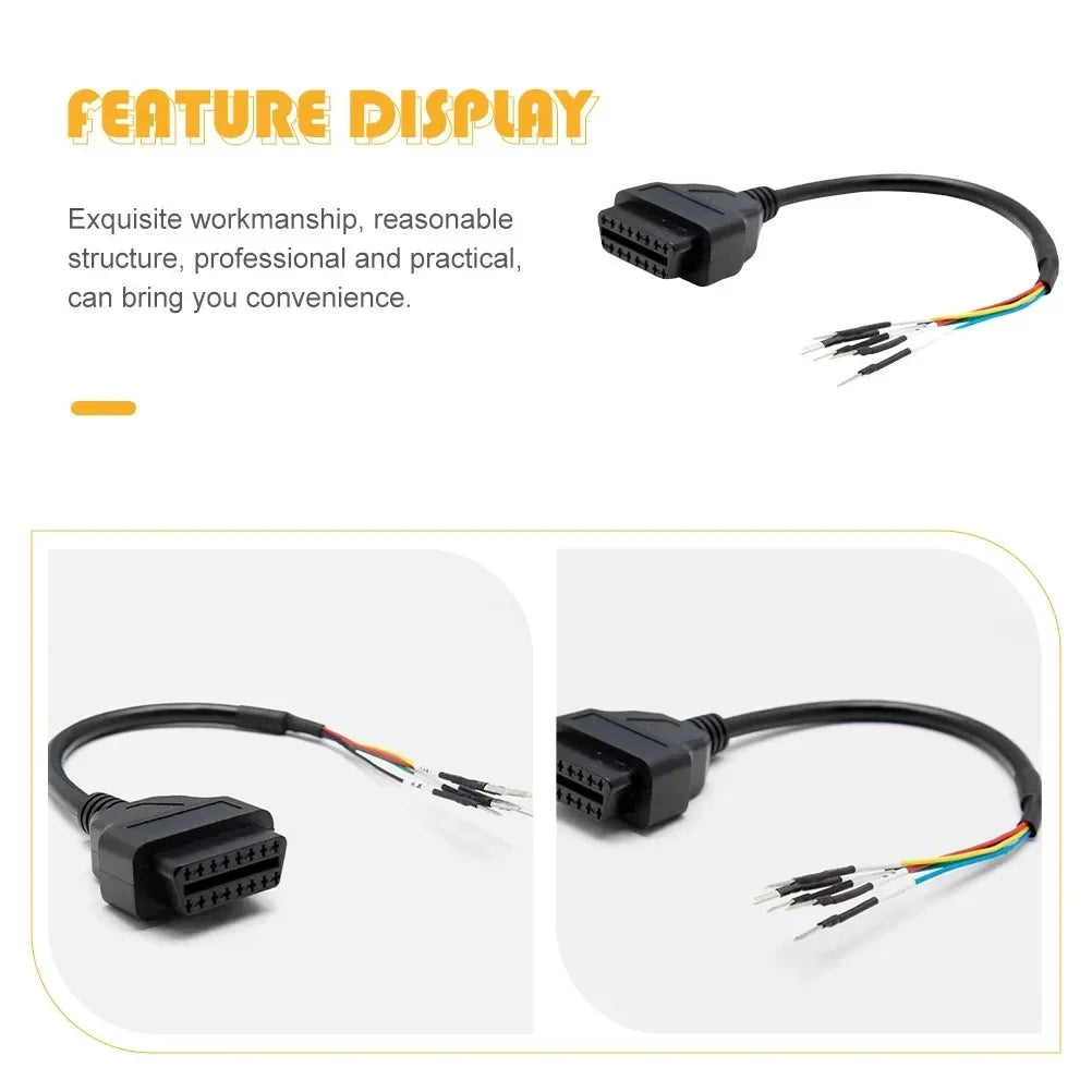 16-Pin OBD2 Female Pigtail Cable K+CAN Adapter – Car Truck Motorcycle OBD2 Diagnostic Cable Nixie