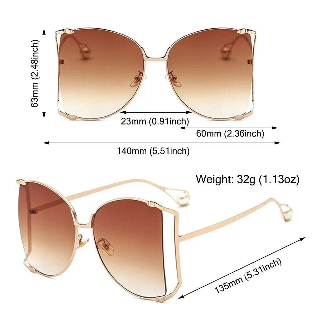 Oversized UV400 Sunglasses – Colorful Metal Hollow Pearl Women Oversized Sunglasses Nixie