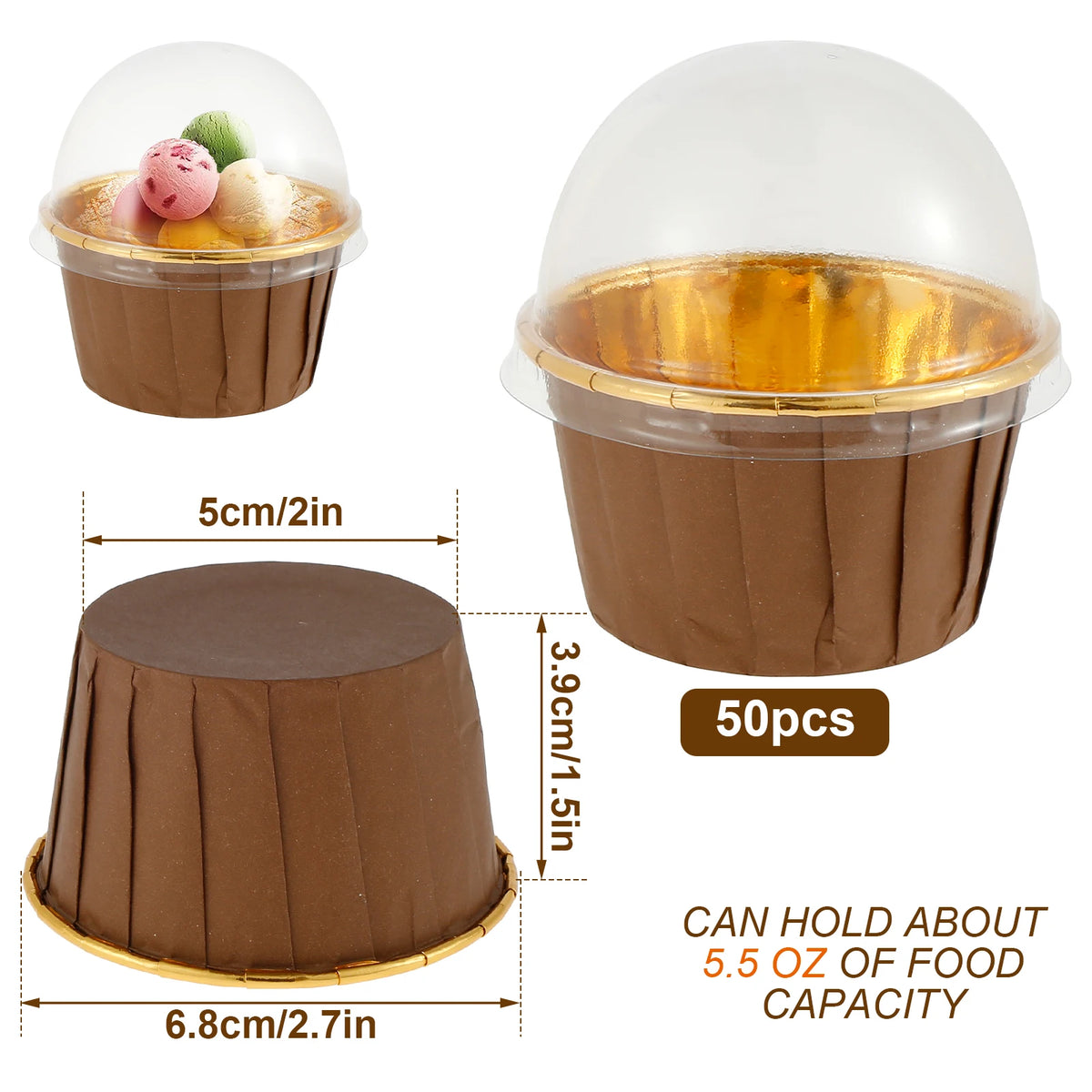 50Pcs Foil Cupcake Liners with Lids – Muffin Baking Cups Cupcake Baking Liners Nixie