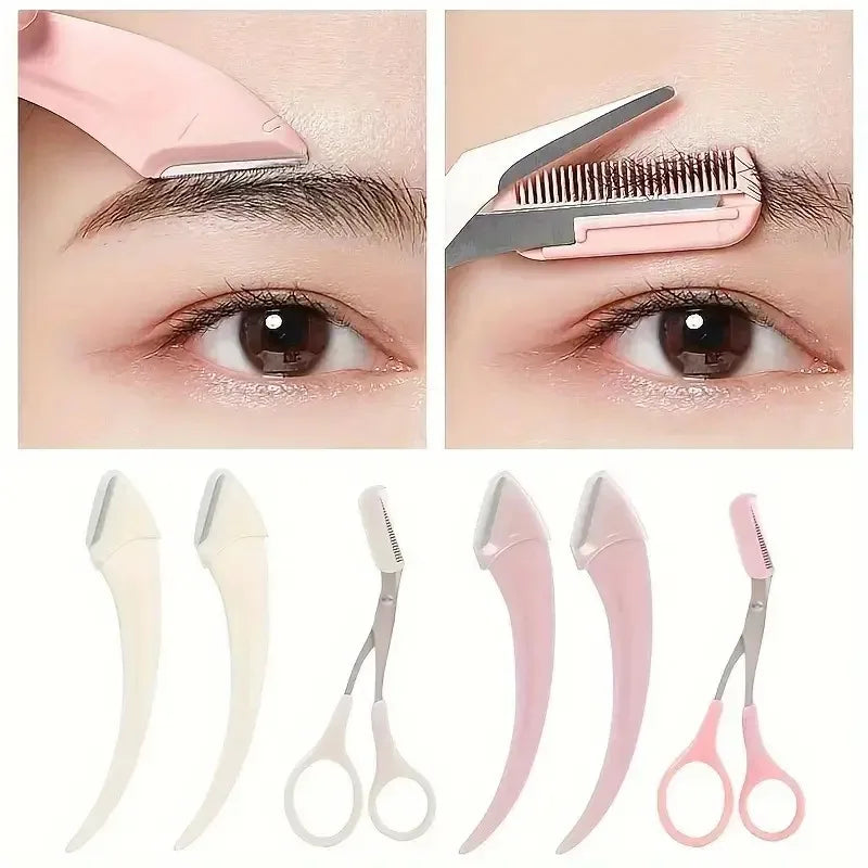Eyebrow Trimmer Set – Curved Razor, Scissors & Comb | Nixie