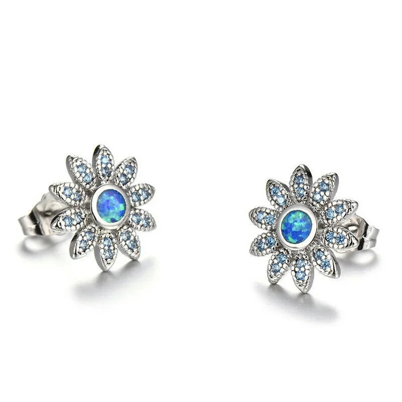 Nixie Silver Blue Simulated Opal Dangle Stud Earrings Gift Dangle Stud Earrings Nixie