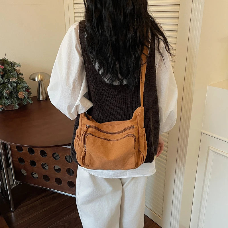 Vintage Japanese Canvas Shoulder Bag – Large Capacity Unisex Canvas Shoulder Bag Nixie
