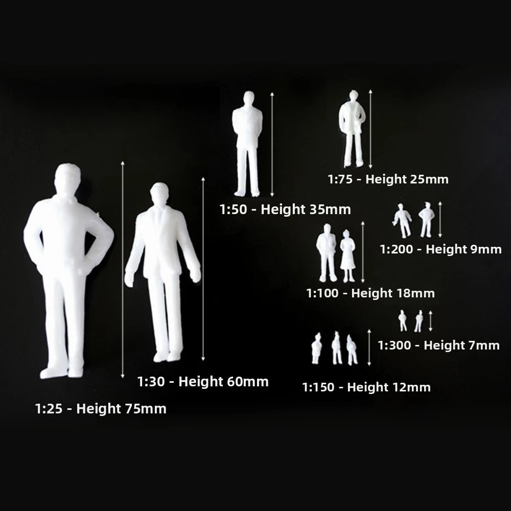 Miniature Scale Model People Figures White Plastic 10/100pcs