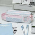 Kawaii Pink Blue Polka Dot Pencil Case Large Capacity Pouch Pencil Case Pouch Nixie Pink Blue