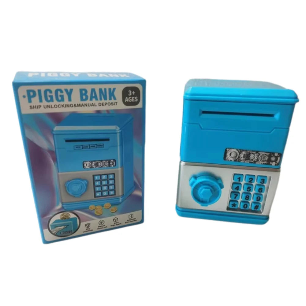 Kids Mini ATM Piggy Bank with Password | Money Saving Toy Kids Piggy Bank Nixie Blue