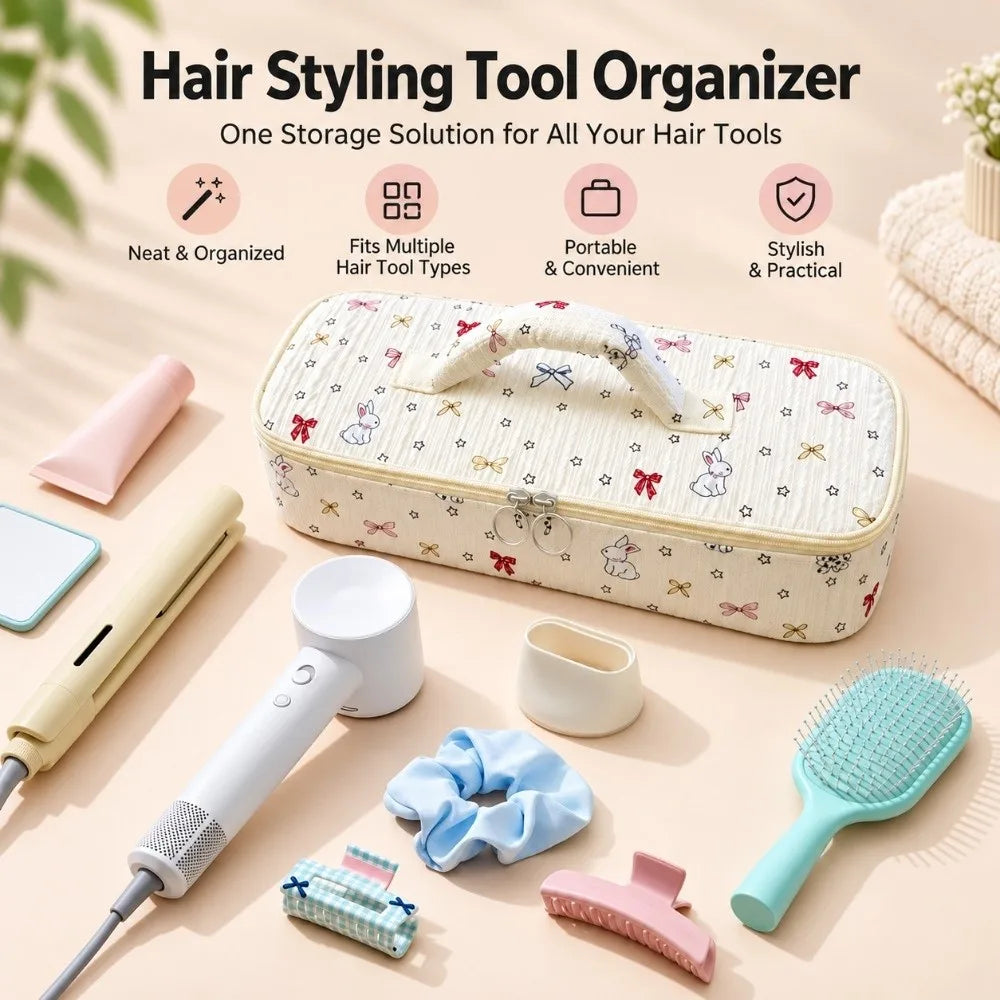 Padded Hair Dryer Storage Bag – Cute Cartoon Travel Carry Bag Hair Tool Storage Bag Nixie