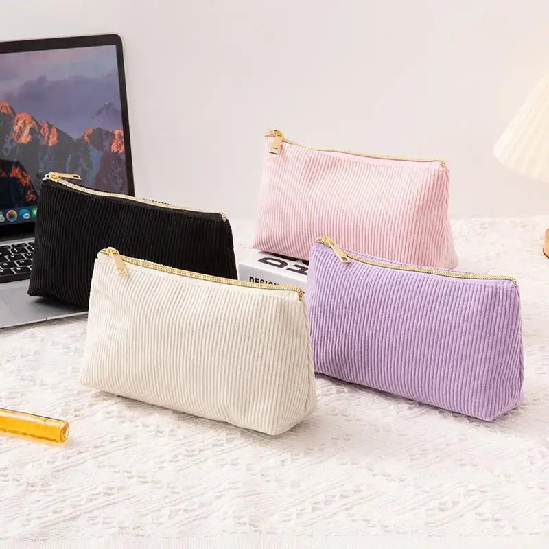 Corduroy Makeup Bag – Large Capacity Travel Cosmetic Organizer Cosmetic Travel Bag Nixie