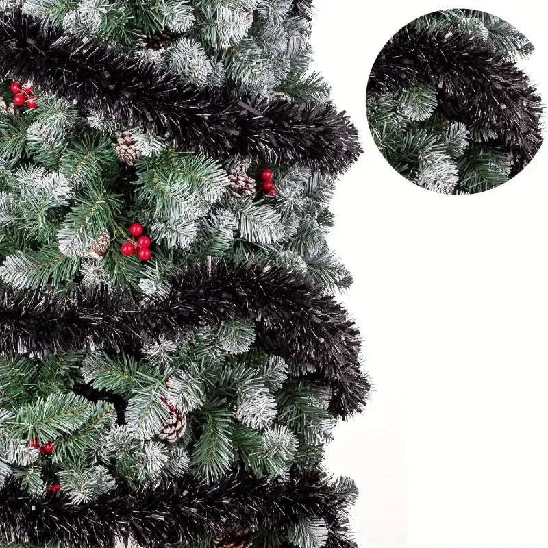 2M Black Glitter Ribbon & Metal Pendant – Holiday Decoration Holiday Decor Ribbon Nixie
