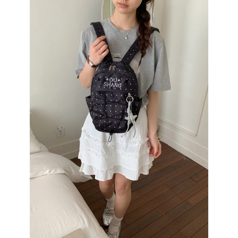 Korean Polka Dot Backpack – Cute Casual Nylon School Bag Casual Backpack Nixie