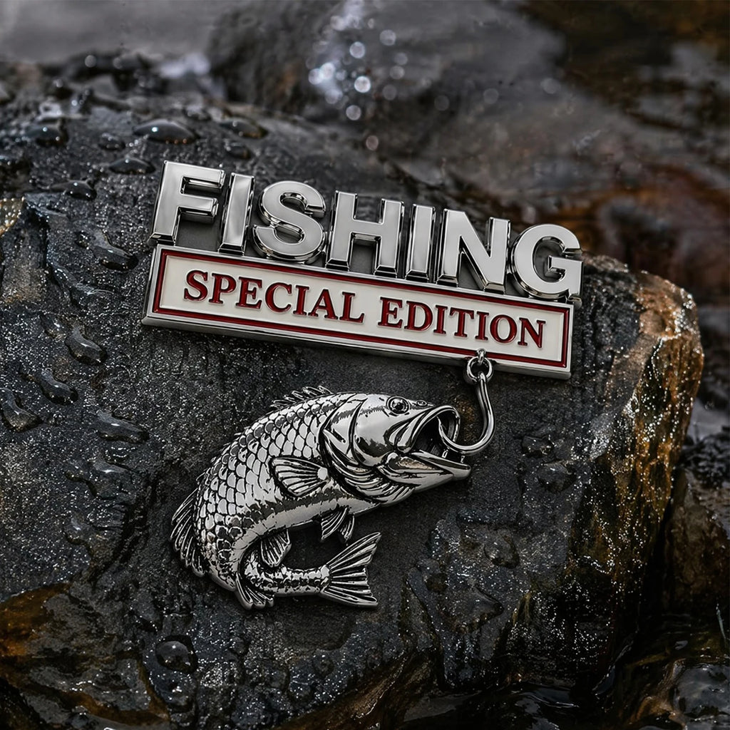 3D Metal Fishing Car Emblem Badge – Rustproof Fish Hook Decal Car Emblem Badge Nixie