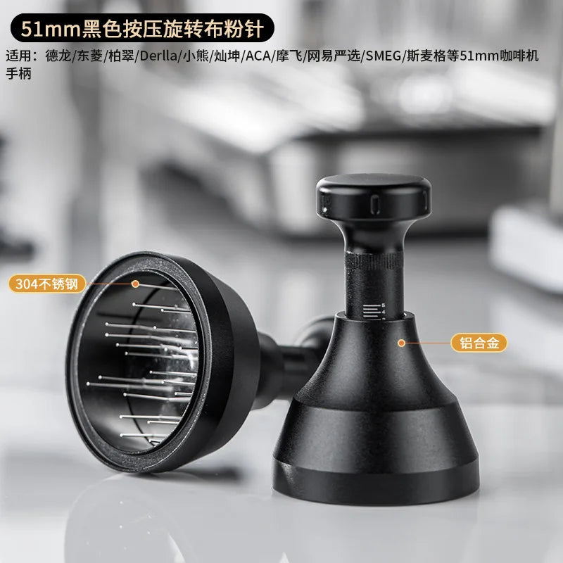 Rotary Needle WDT Espresso Distribution Tool 51/53/58mm Espresso Distribution Tool Nixie 51Mm black 1