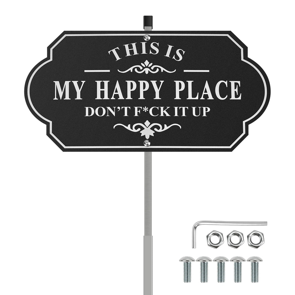 Funny Happy Place Aluminum Metal Sign – Outdoor Door & Garden Novelty Metal Sign Nixie 1PC Style A
