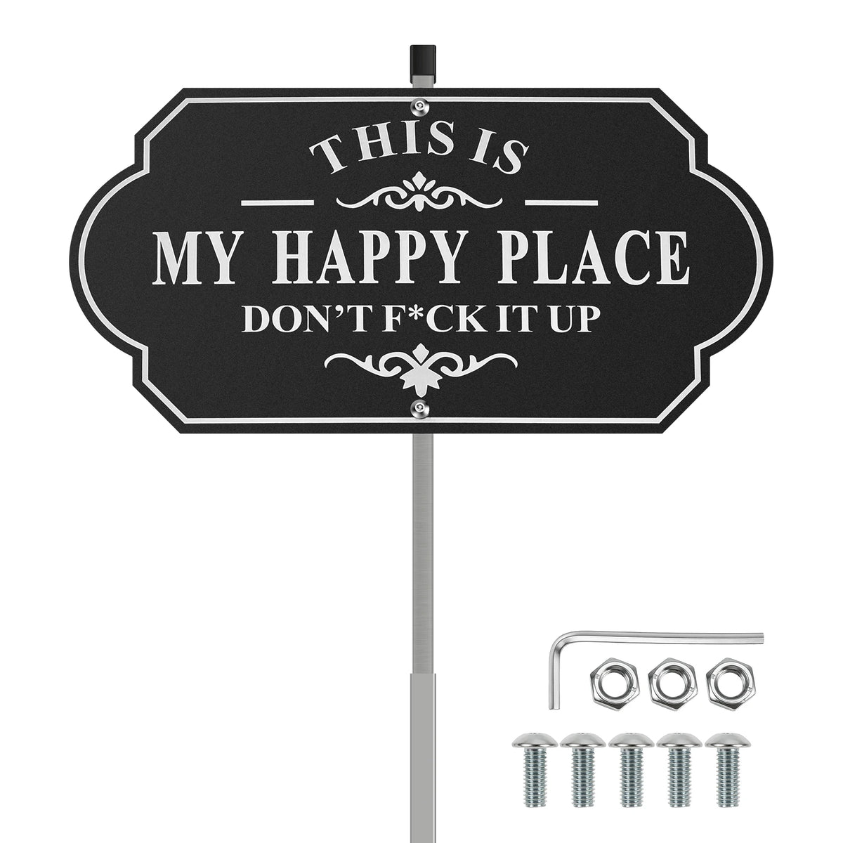 Funny Happy Place Aluminum Metal Sign – Outdoor Door & Garden Novelty Metal Sign Nixie 1PC Style A